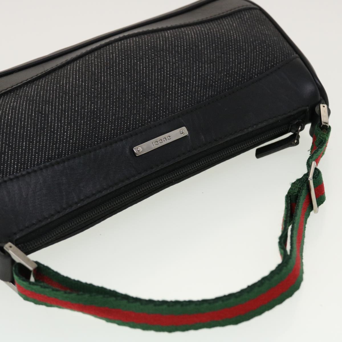 GUCCI Web Sherry Line Accessory Pouch Canvas Black Red Green bs5425