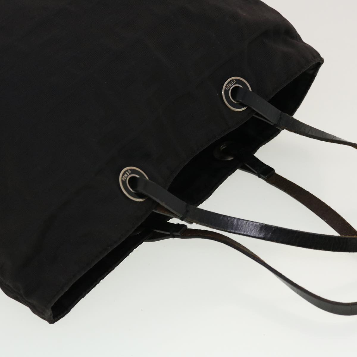 FENDI Zucca Canvas Tote Bag Nylon Black bs5552