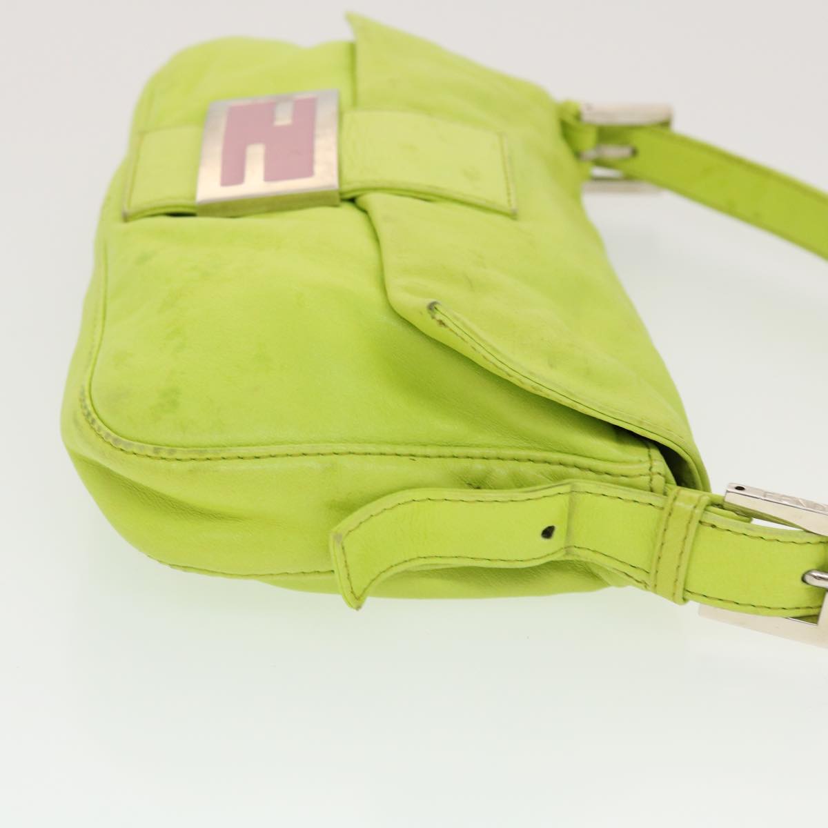 FENDI Mamma Baguette Shoulder Bag Leather Green 2318-26424-008 bs5603