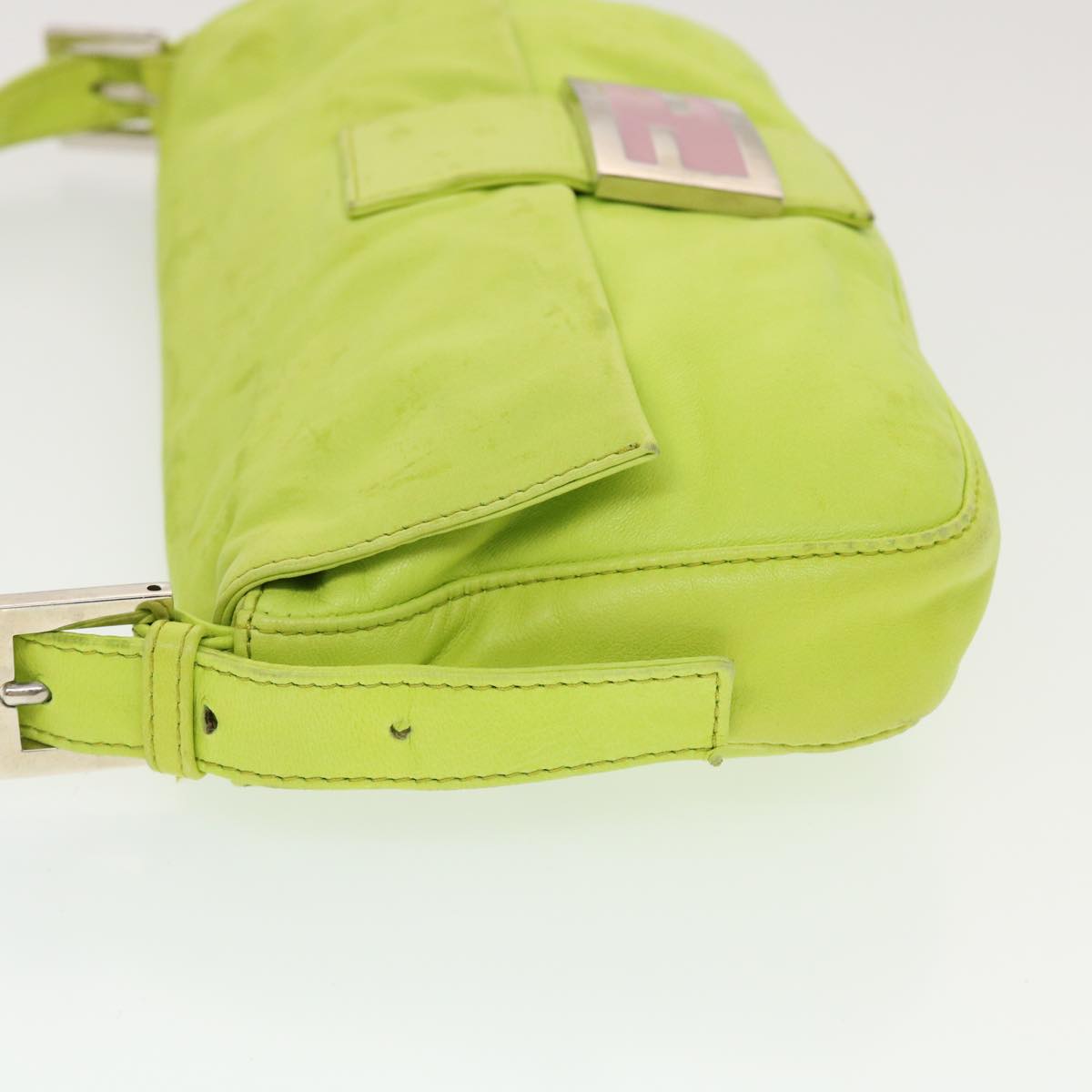 FENDI Mamma Baguette Shoulder Bag Leather Green 2318-26424-008 bs5603