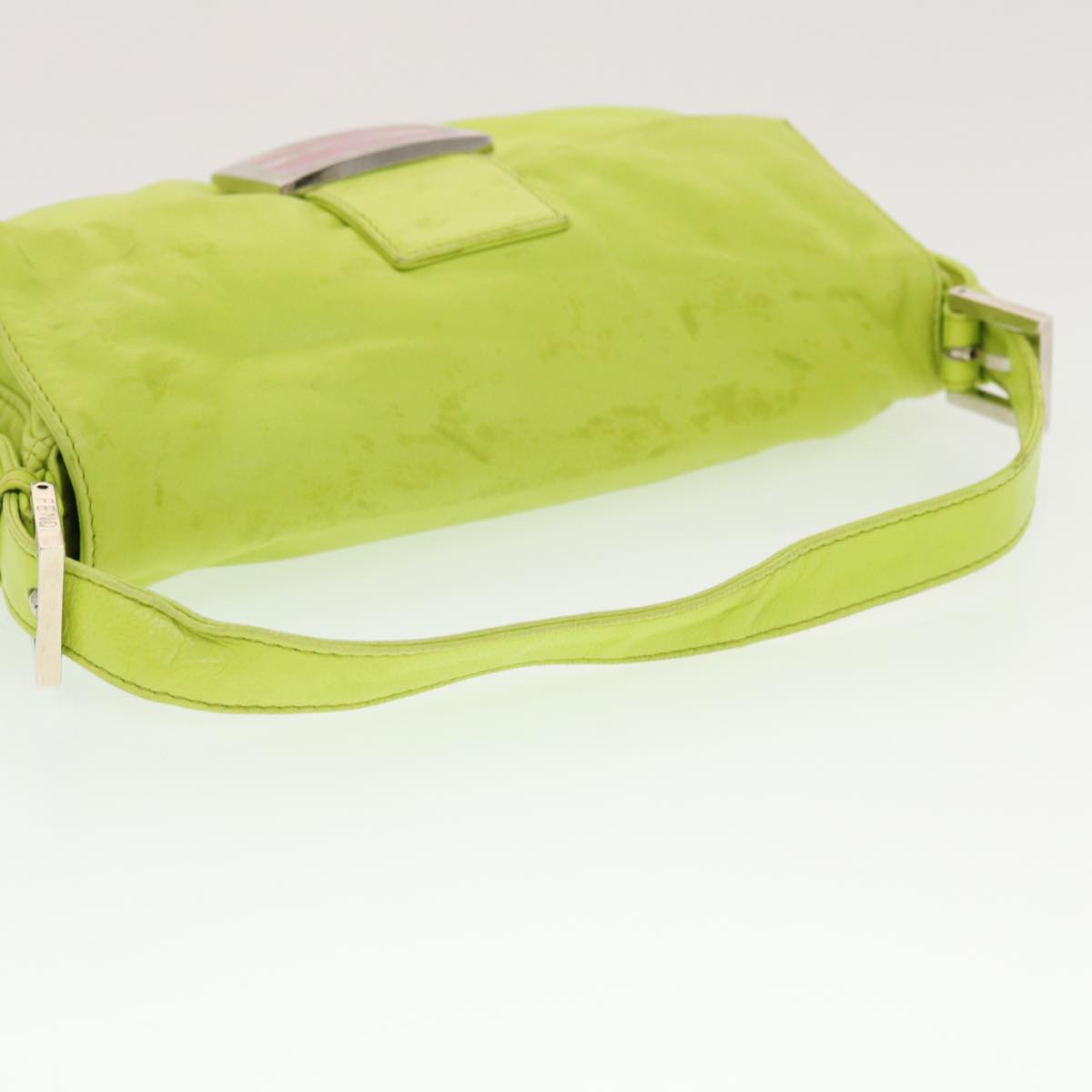 FENDI Mamma Baguette Shoulder Bag Leather Green 2318-26424-008 bs5603