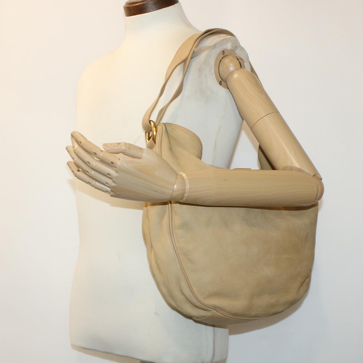 GUCCI Shoulder Bag Leather Beige bs5660