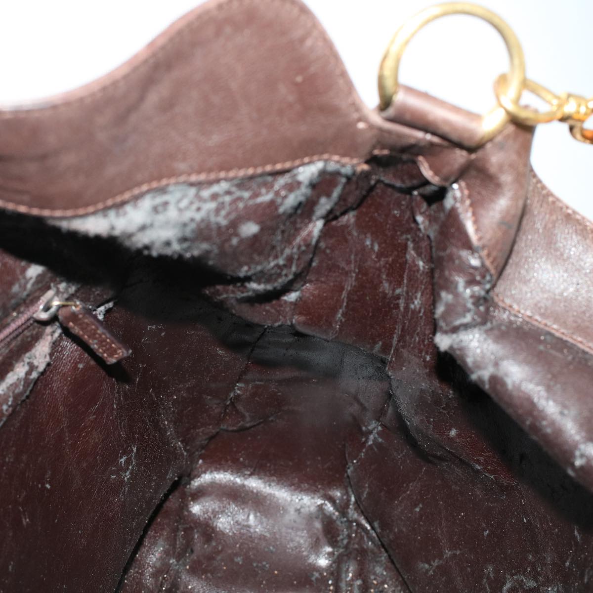 GUCCI Bamboo Hand Bag Leather 2way Brown 0011577 bs5919