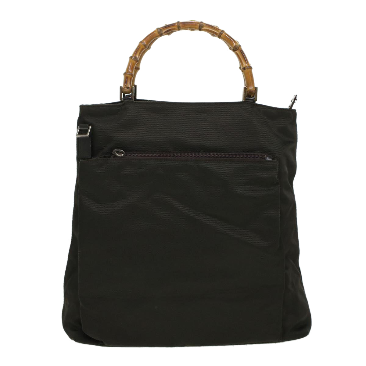 GUCCI Bamboo Shoulder Bag Nylon Khaki bs5984