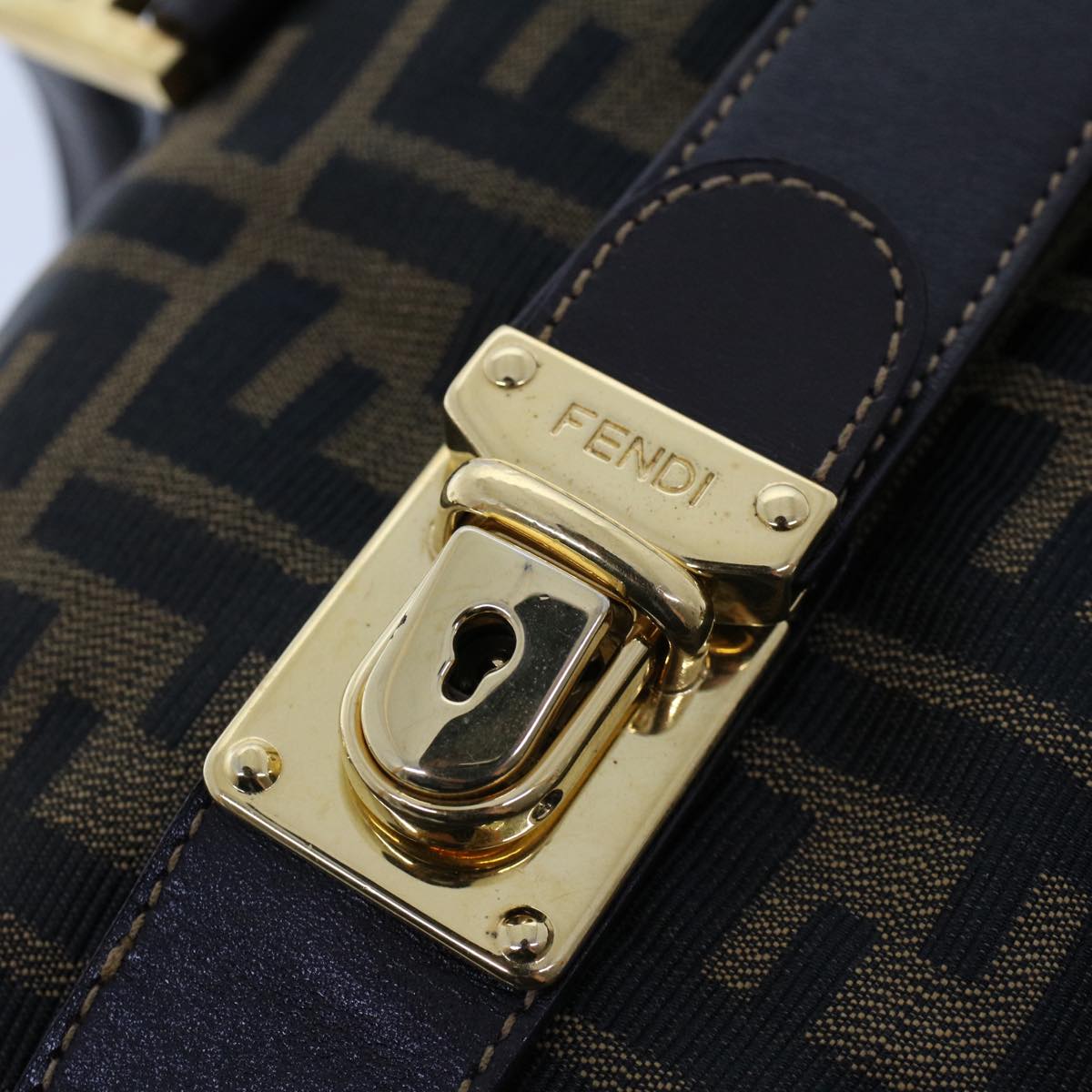 FENDI Zucca Canvas Hand Bag Black Brown bs6206