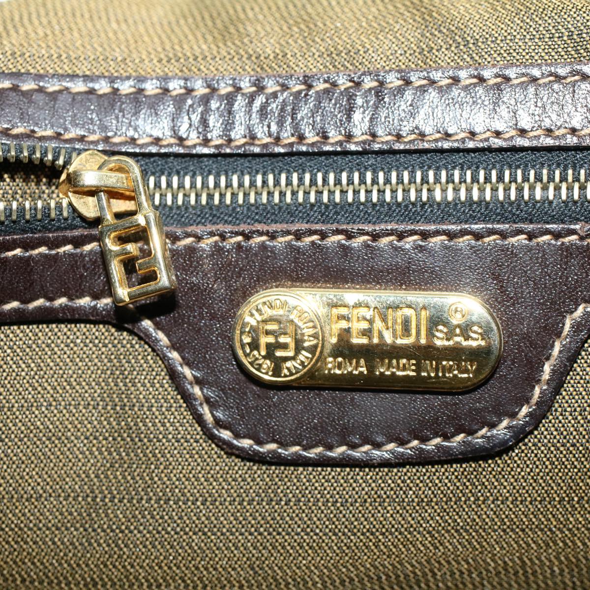 FENDI Zucca Canvas Hand Bag Black Brown bs6206