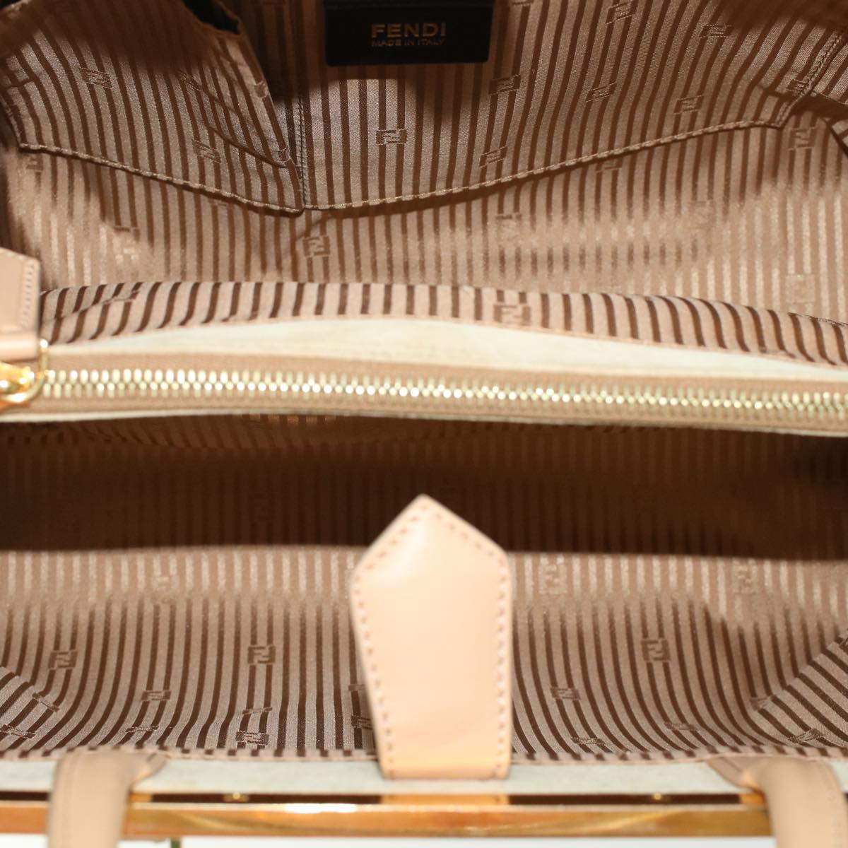 FENDI Two Joule Hand Bag Straw Beige bs6299