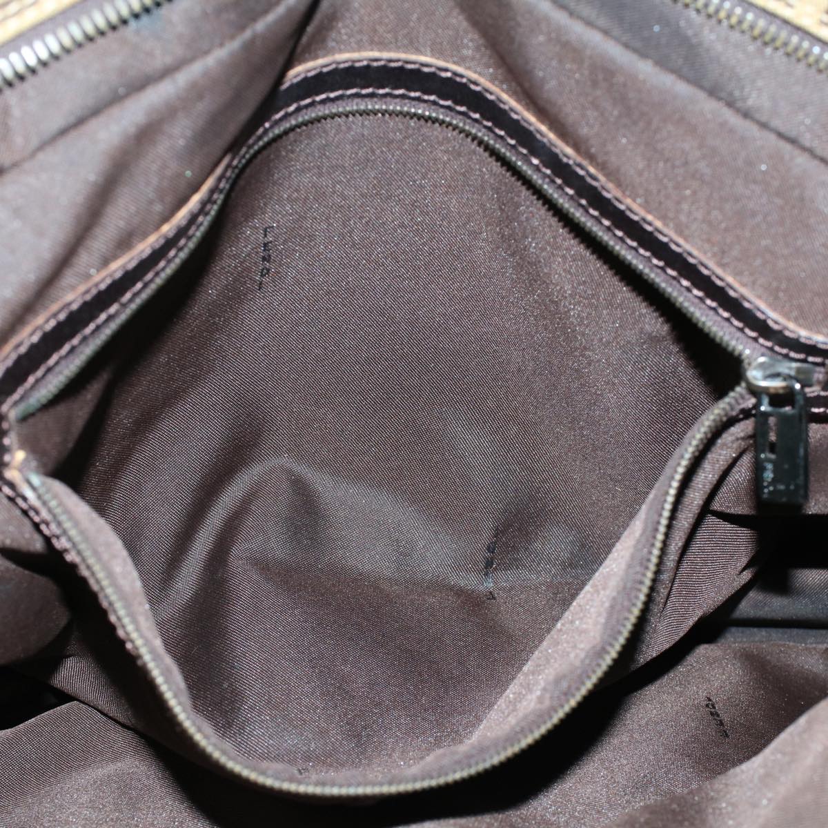 FENDI Zucchino Canvas Shoulder Bag Leather Brown 2241-8BN005-019 bs6383