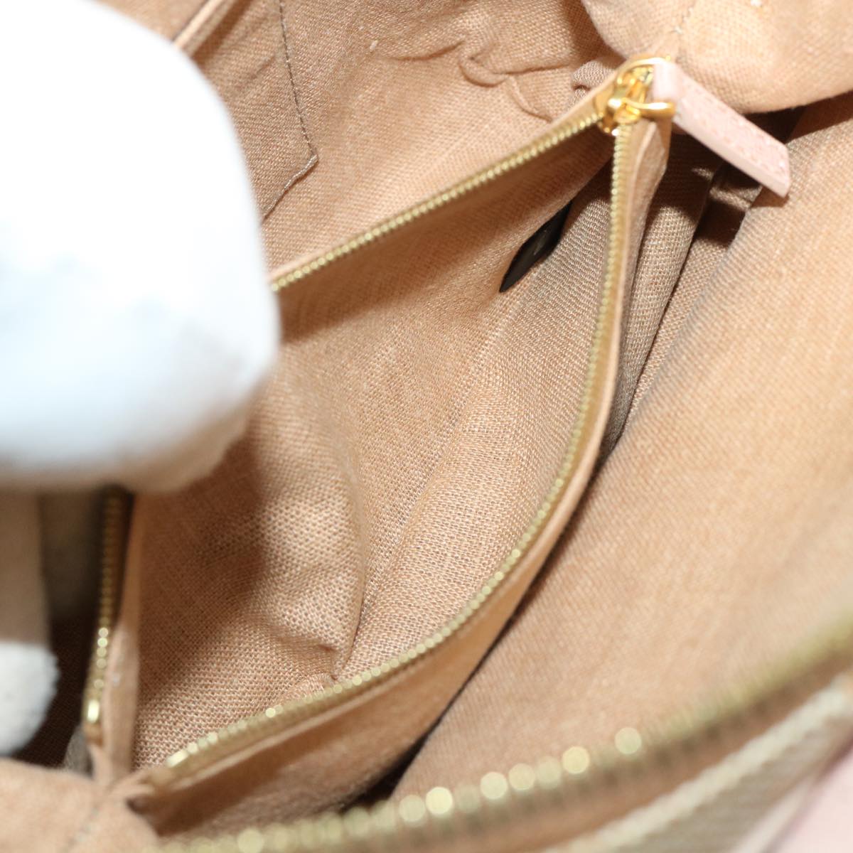 FENDI Chameleon Hand Bag Leather Canvas 2way Pink Brown bs6469