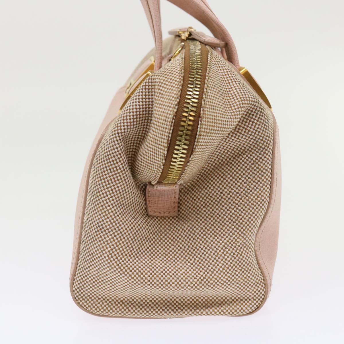 FENDI Chameleon Hand Bag Leather Canvas 2way Pink Brown bs6469