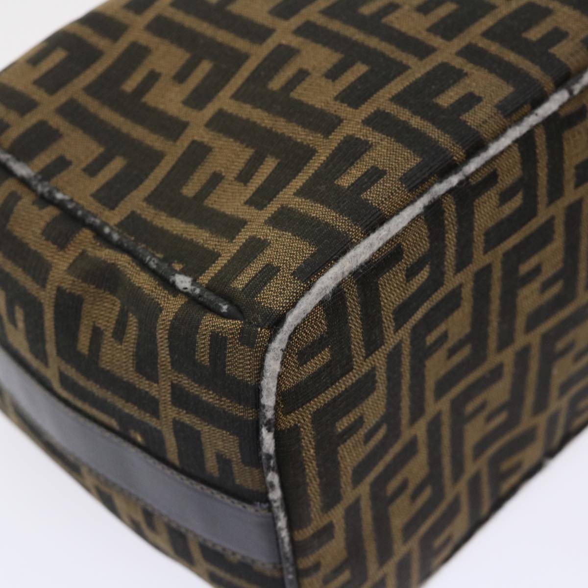 FENDI Zucca Canvas Hand Bag Leather Black Brown 2111 26348 079 bs6481