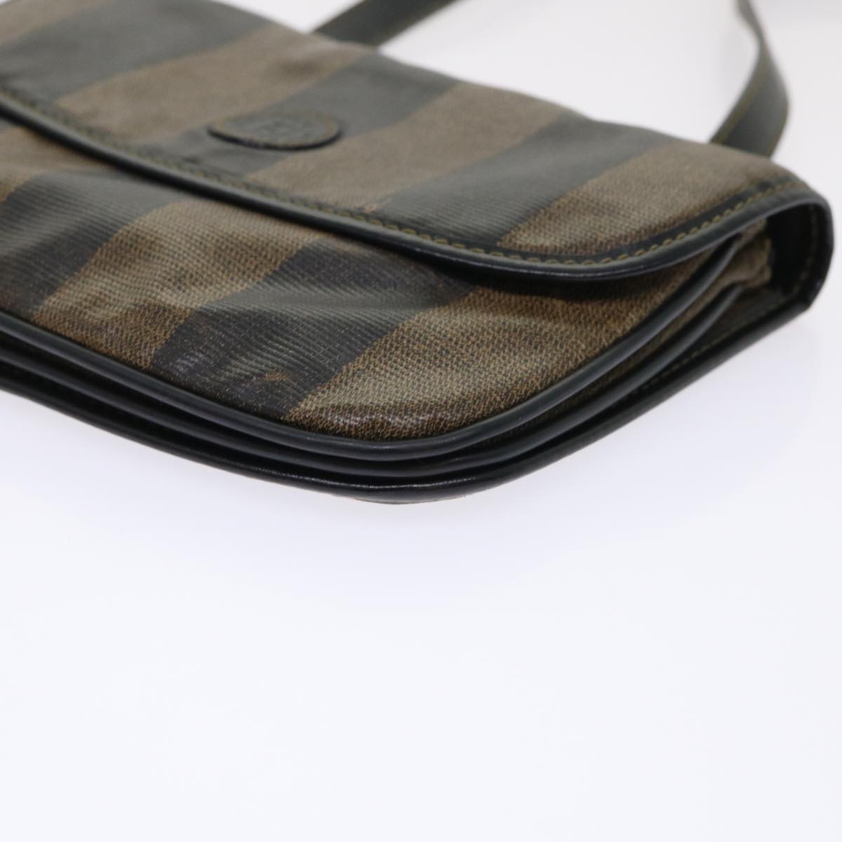 FENDI Pecan Canvas Shoulder Bag Black Brown bs6553