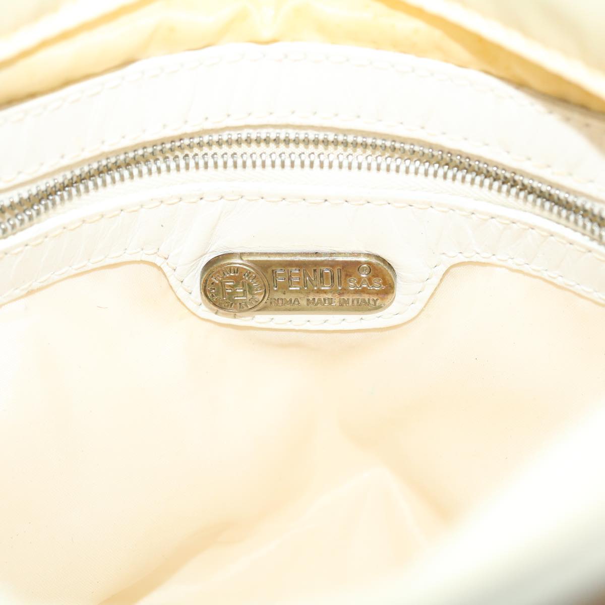 FENDI Hand Bag Nylon 2way White bs6739