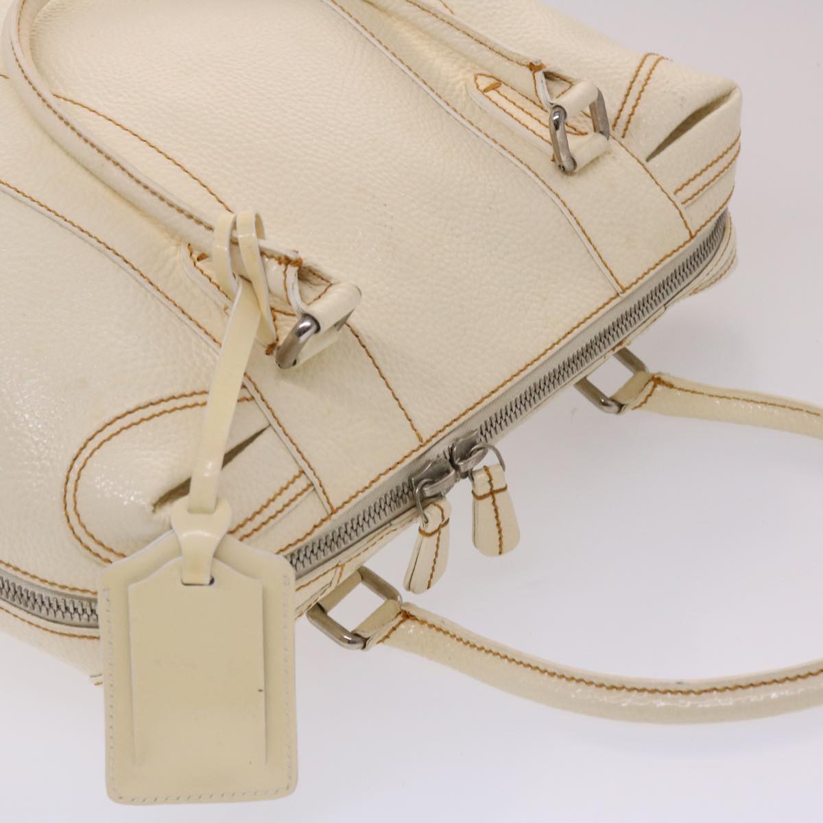 FENDI Boston Bag Leather White bs6767