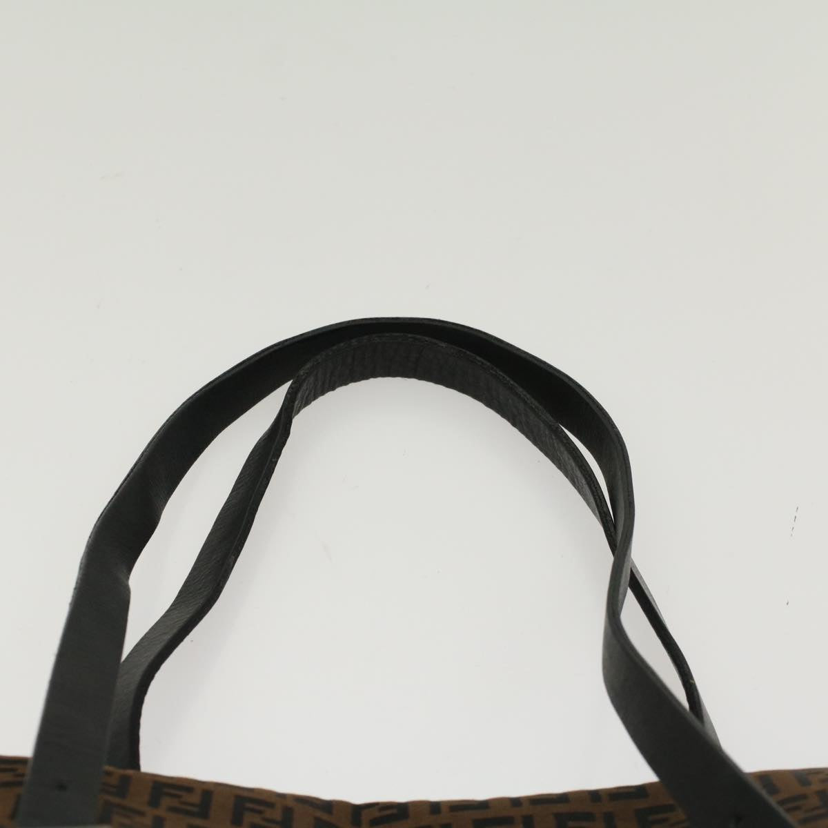 FENDI Zucchino Canvas Shoulder Bag Leather Dark Brown bs6815