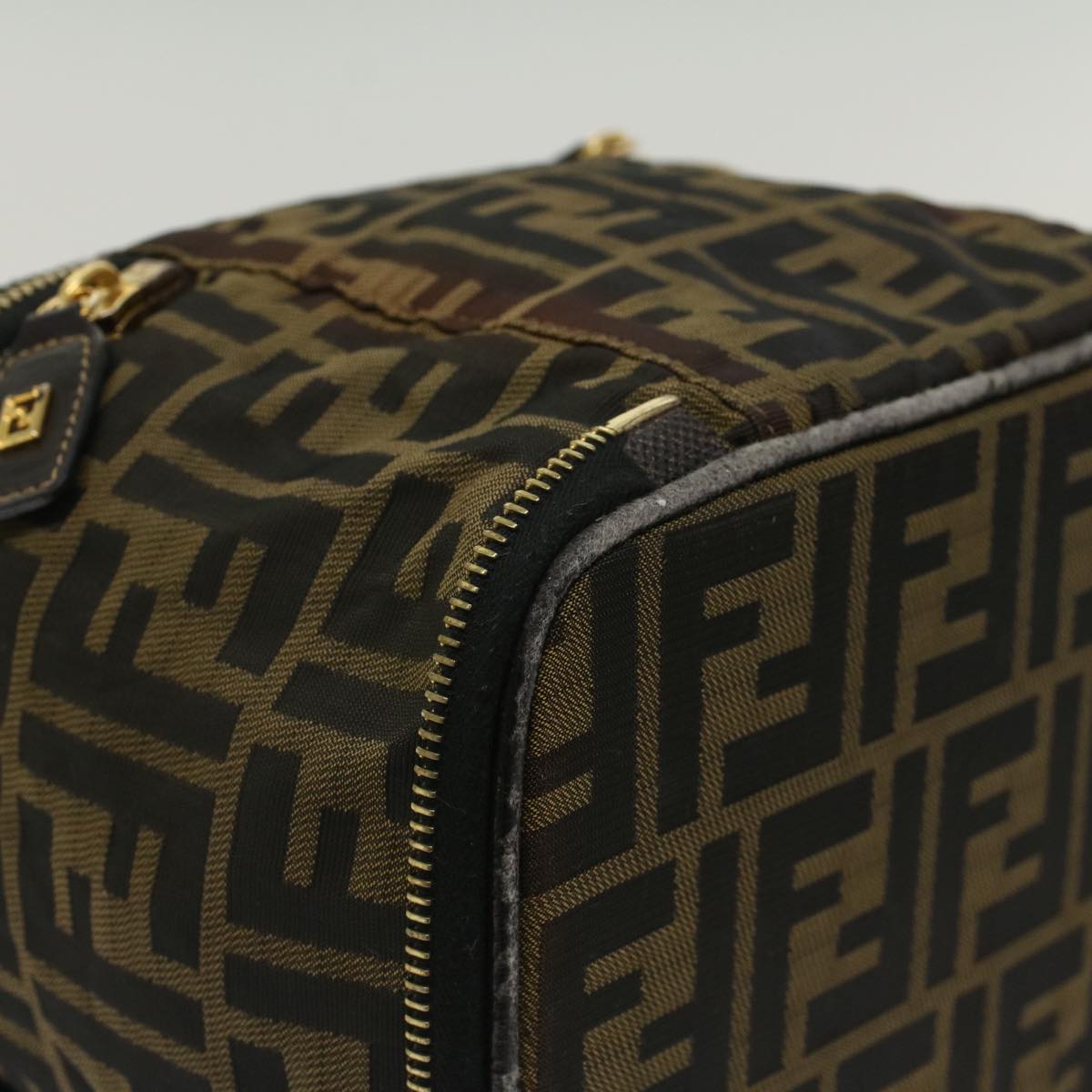 FENDI Zucca Canvas Vanity Cosmetic Pouch Black Brown bs6864