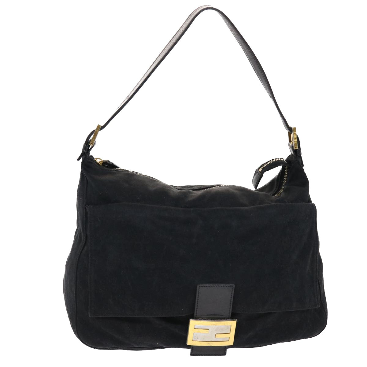 FENDI Mamma Baguette Shoulder Bag Nylon Black bs6935