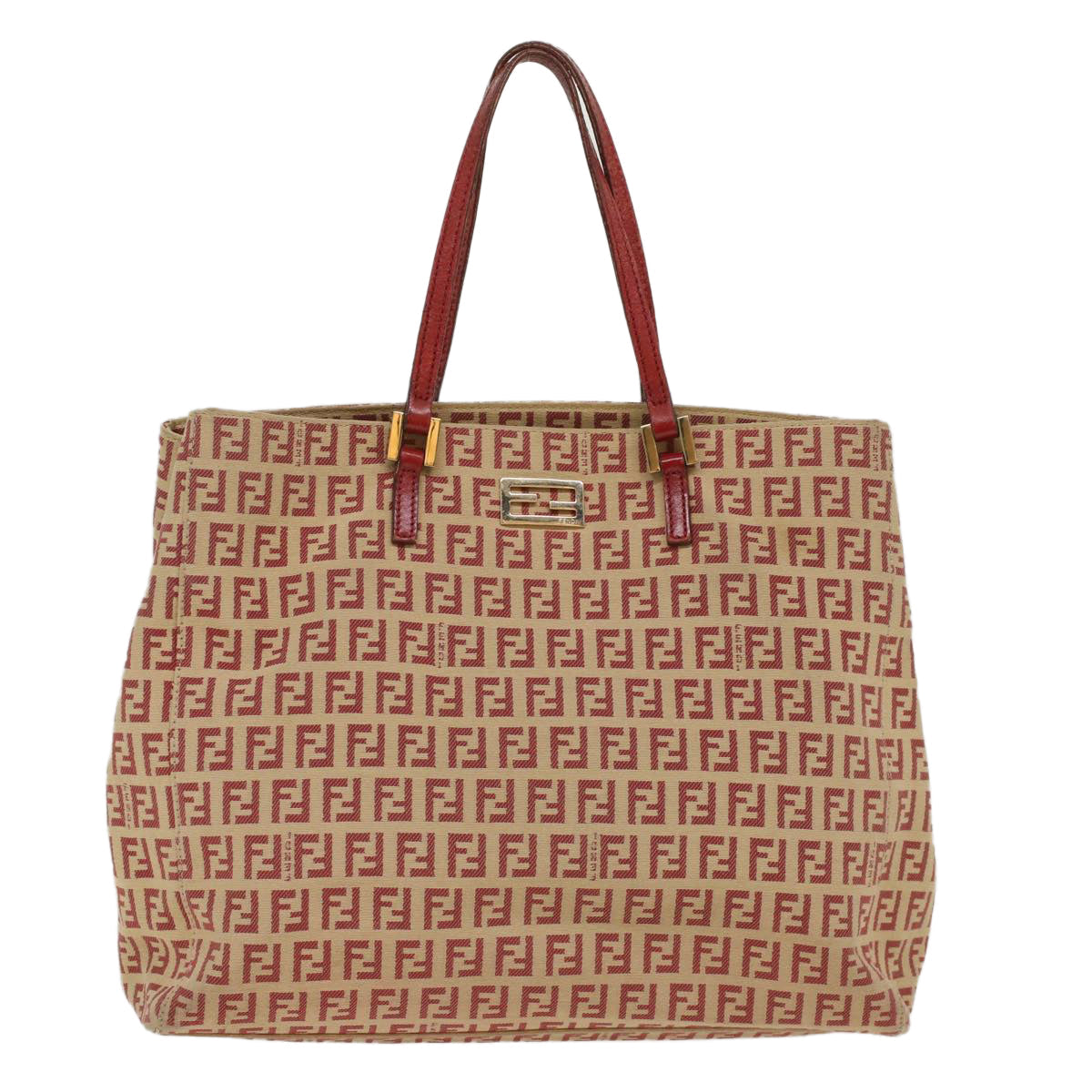 FENDI Zucchino Canvas Tote Bag Red bs7183