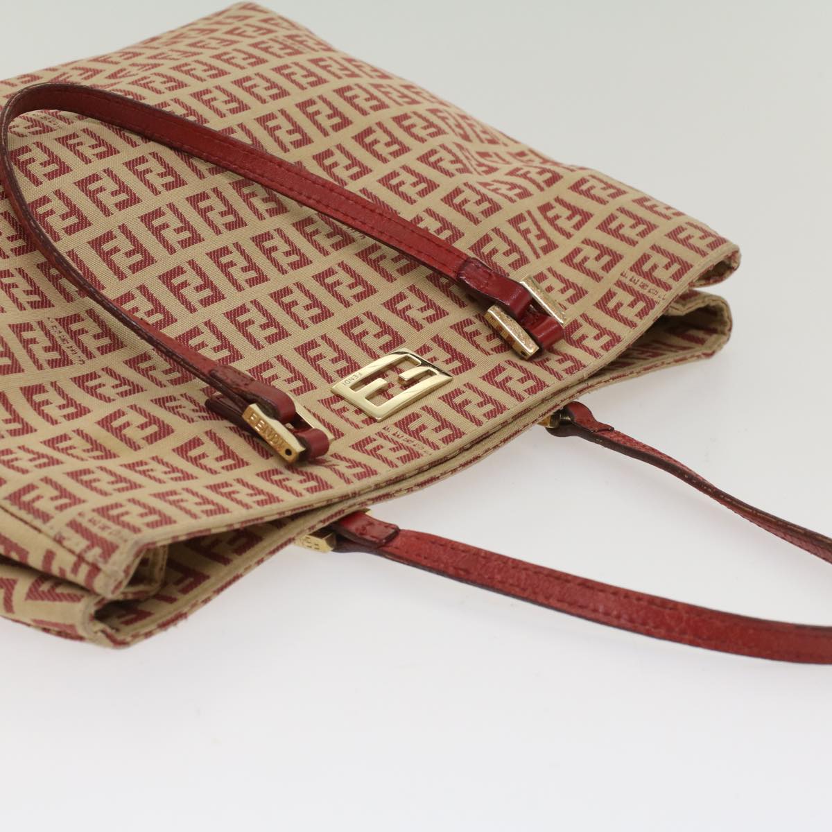 FENDI Zucchino Canvas Tote Bag Red bs7183