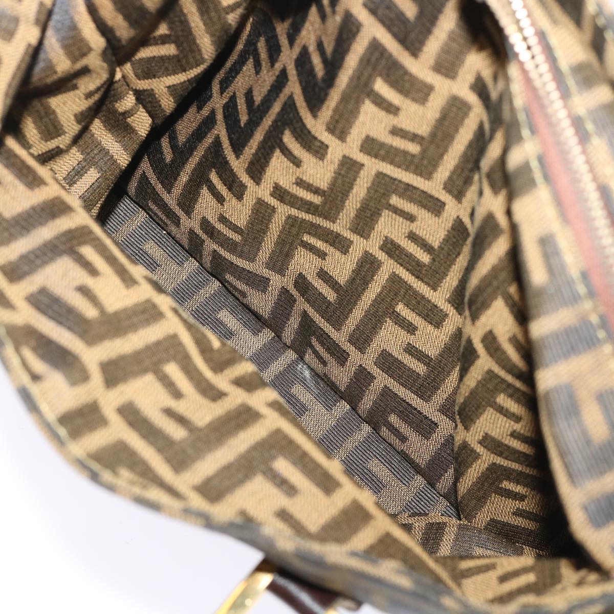 FENDI Zucca Canvas Hand Bag 2way Black Brown bs7184