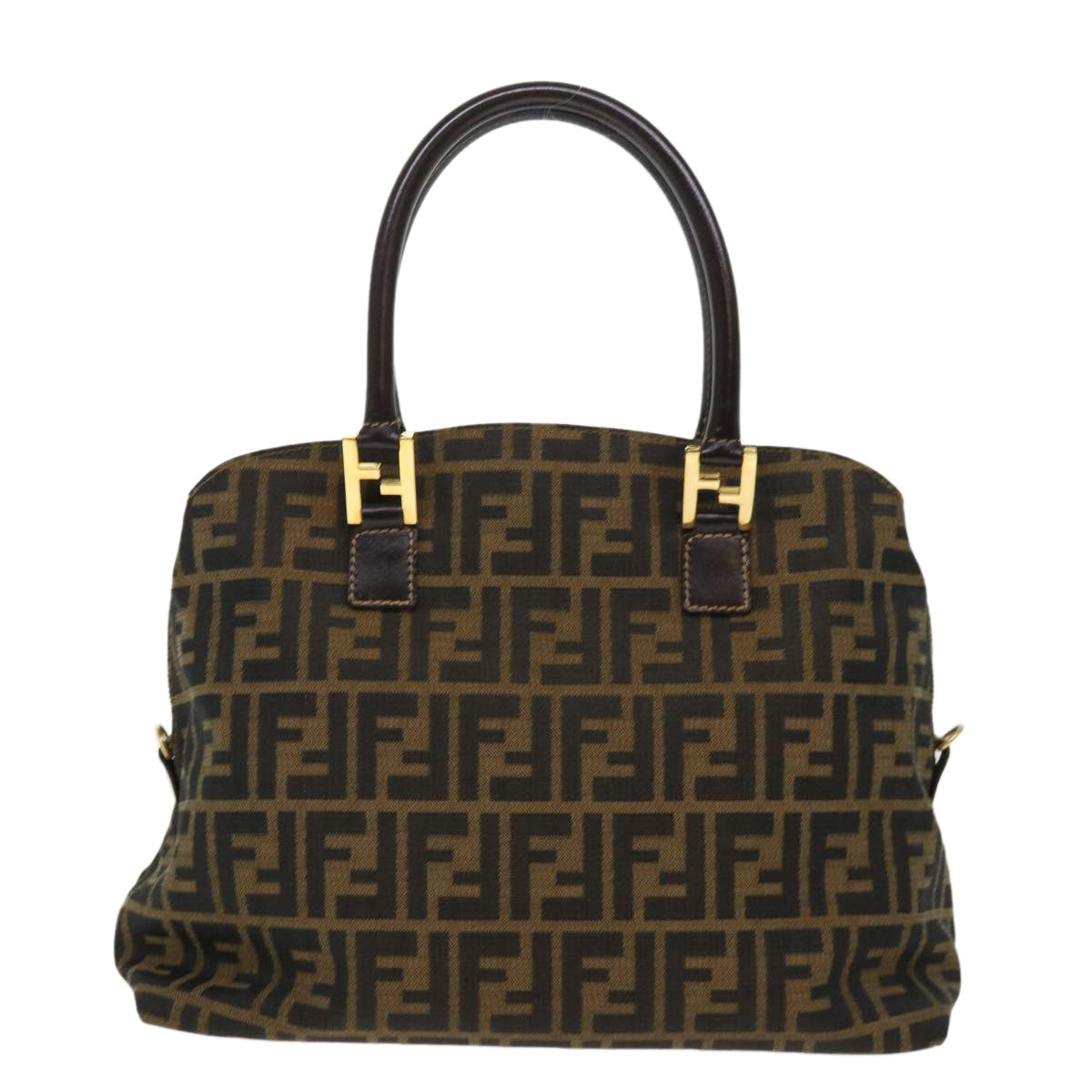 FENDI Zucca Canvas Hand Bag 2way Black Brown bs7184