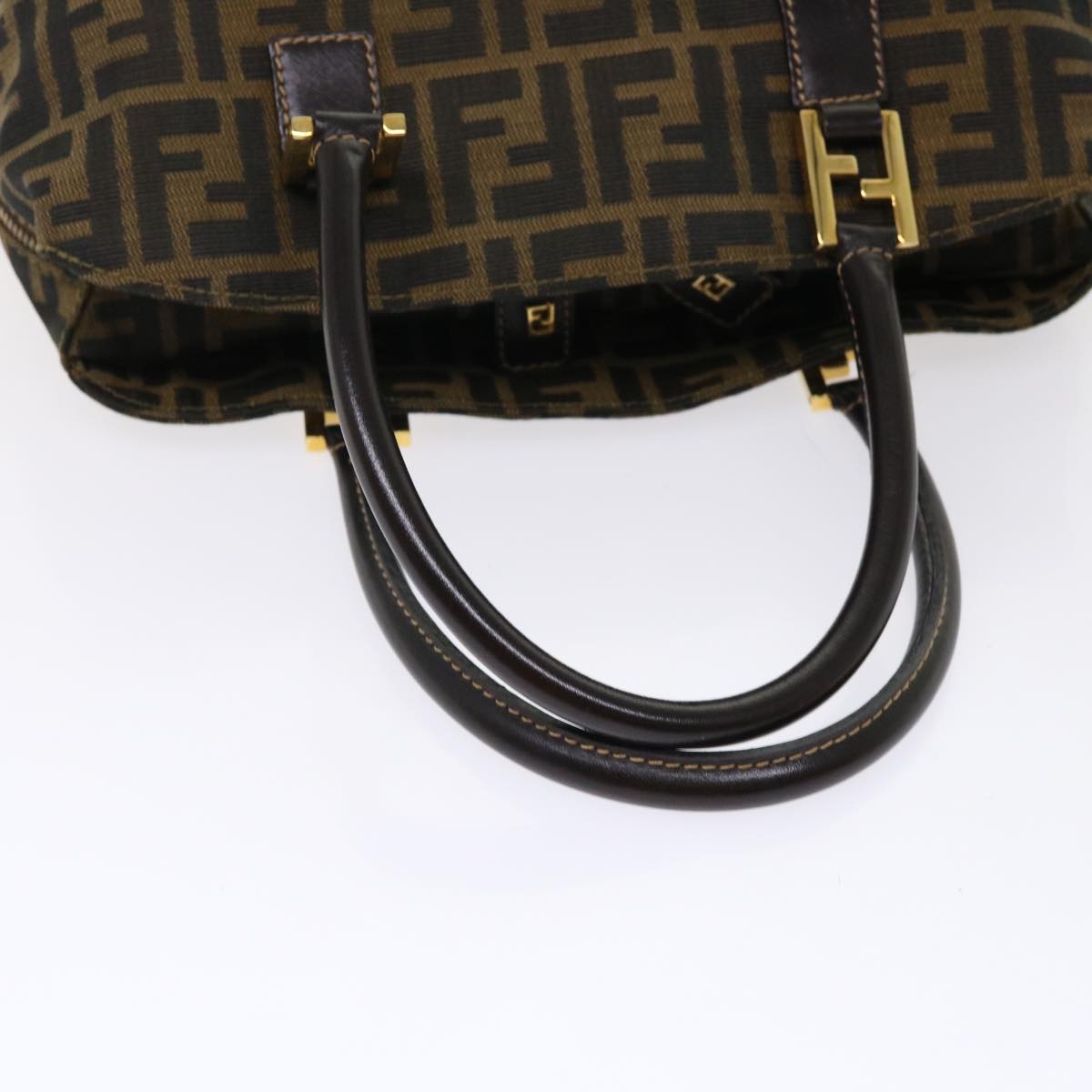 FENDI Zucca Canvas Hand Bag 2way Black Brown bs7184