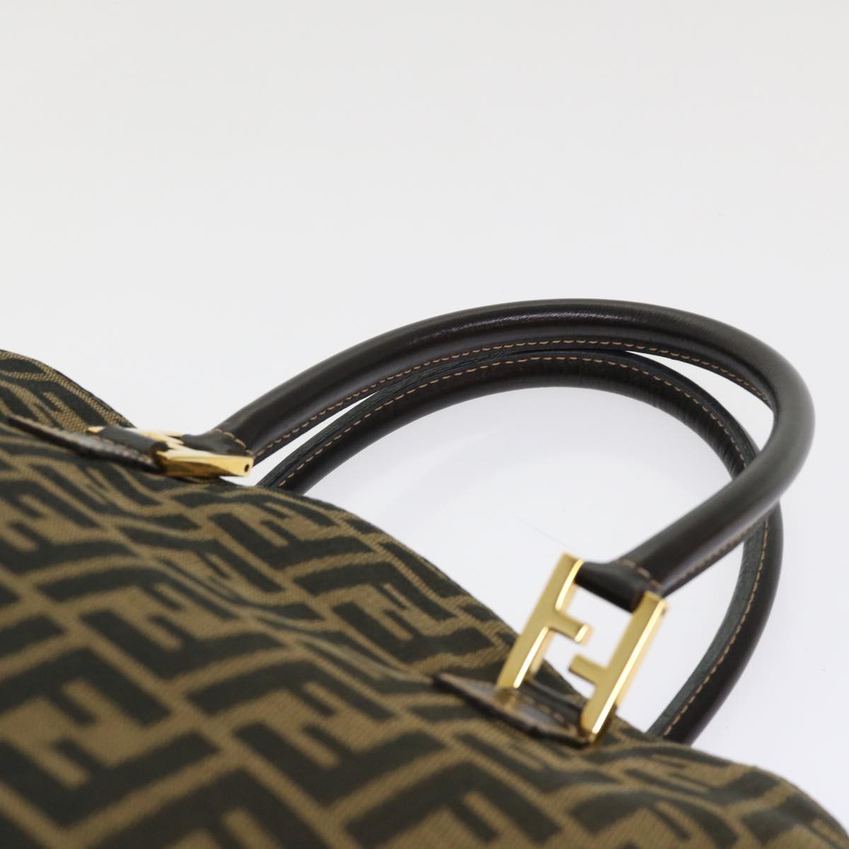 FENDI Zucca Canvas Hand Bag 2way Black Brown bs7184