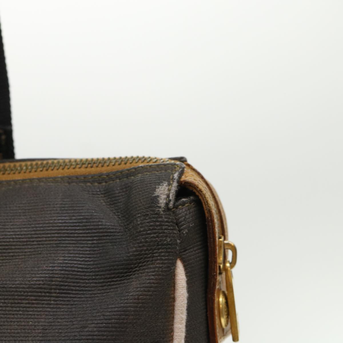 FENDI Pecan Canvas Shoulder Bag Black Brown bs7192