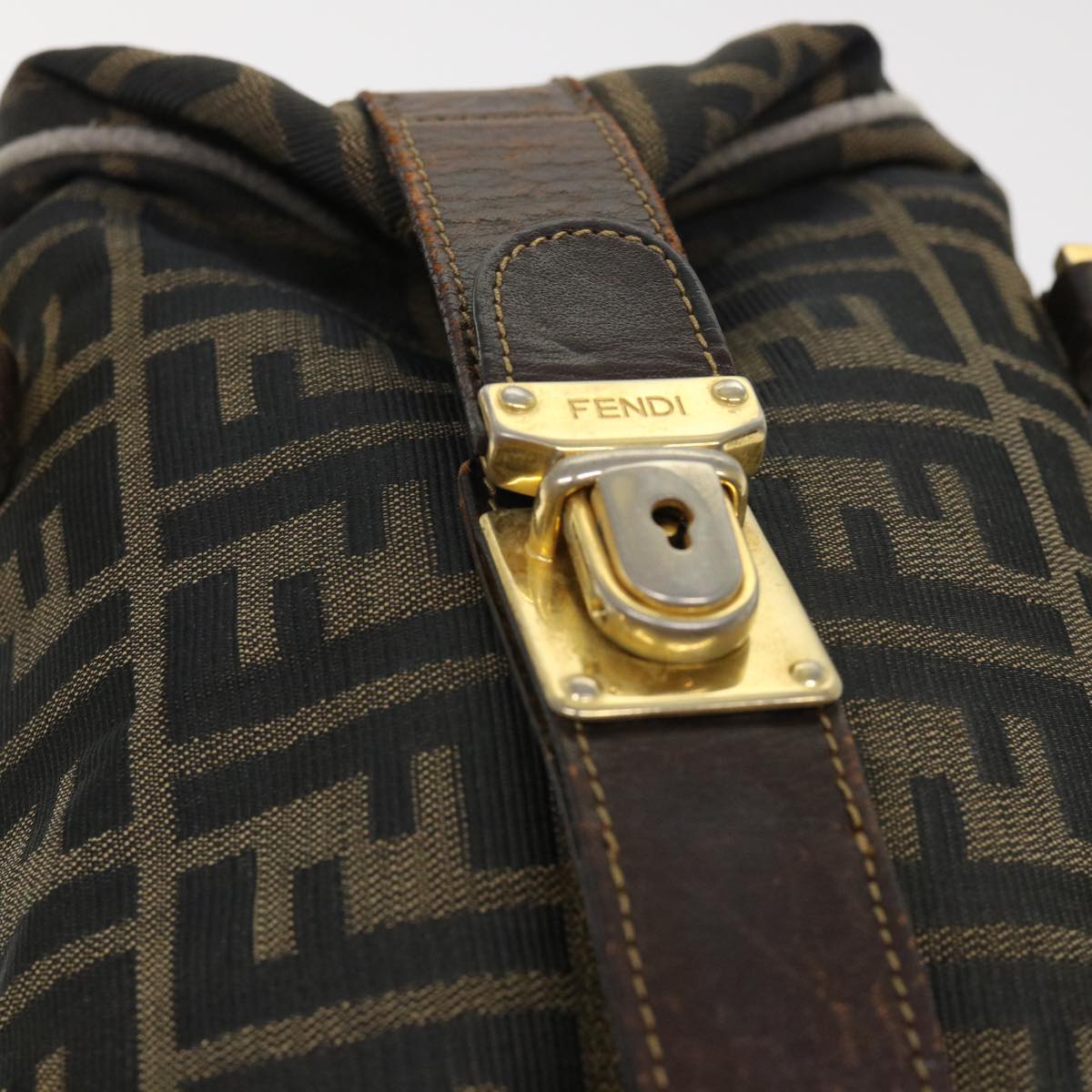 FENDI Zucca Canvas Hand Bag Black Brown bs7220