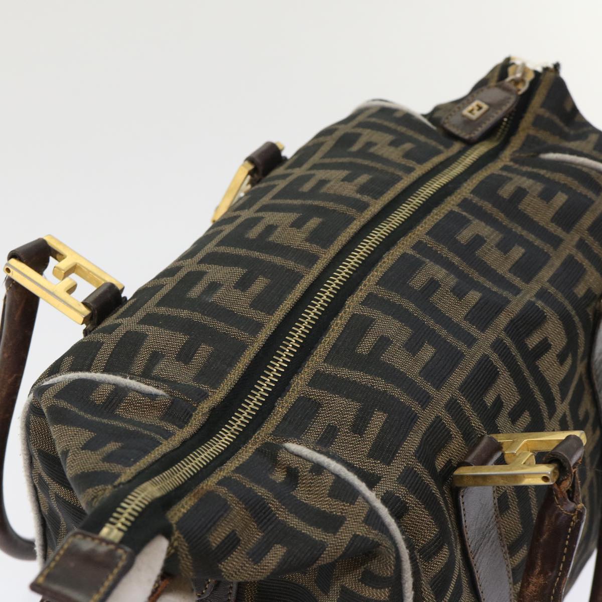 FENDI Zucca Canvas Hand Bag Black Brown bs7220