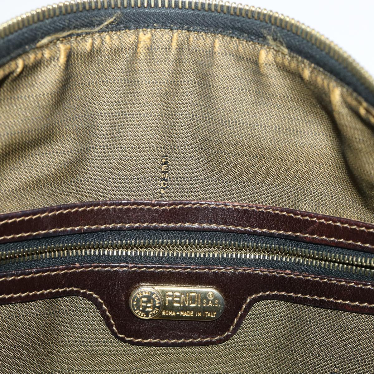 FENDI Zucca Canvas Hand Bag Black Brown bs7220