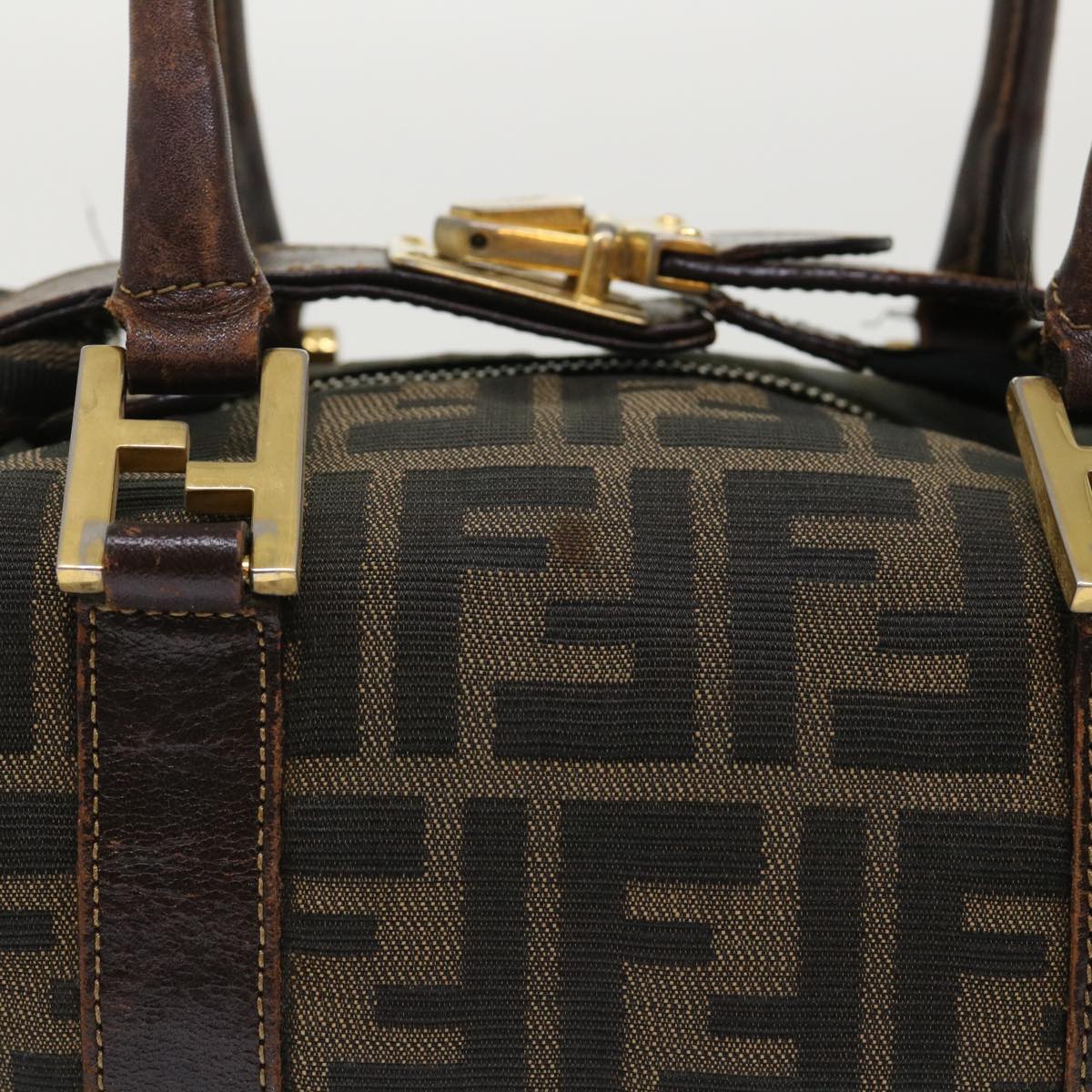 FENDI Zucca Canvas Hand Bag Black Brown bs7220