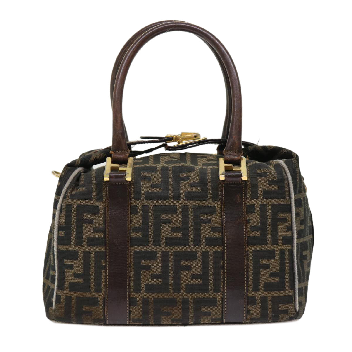 FENDI Zucca Canvas Hand Bag Black Brown bs7220
