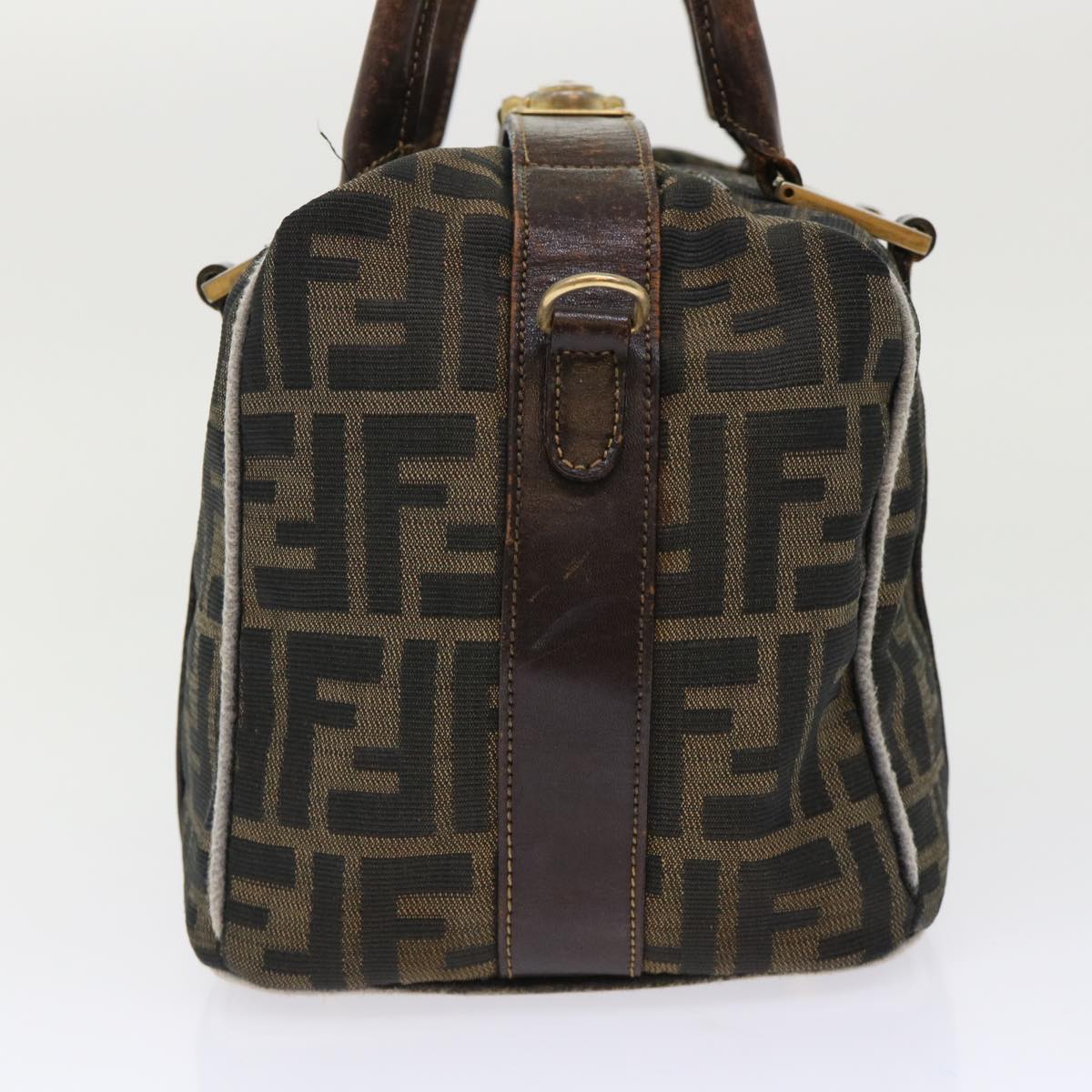 FENDI Zucca Canvas Hand Bag Black Brown bs7220