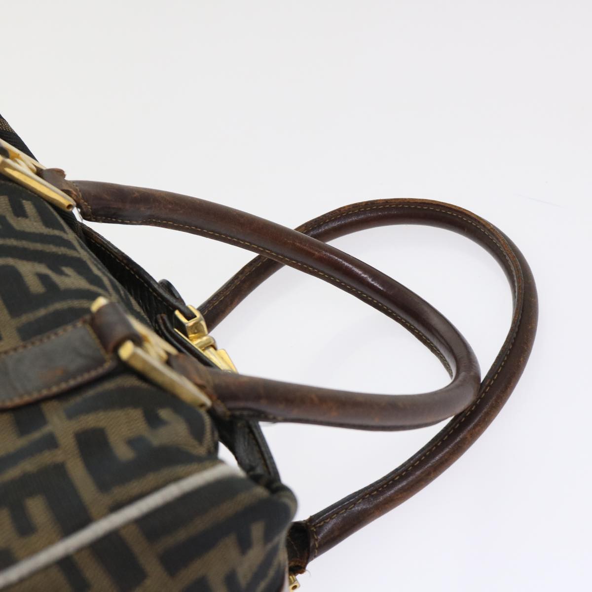 FENDI Zucca Canvas Hand Bag Black Brown bs7220
