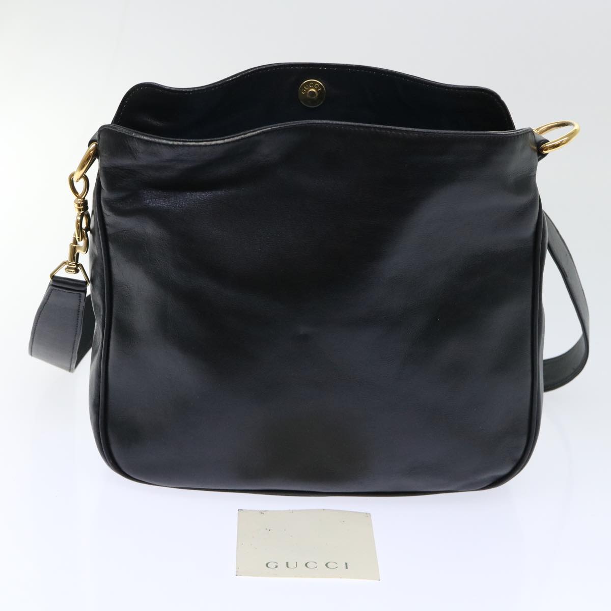 GUCCI Shoulder Bag Leather Black bs7234