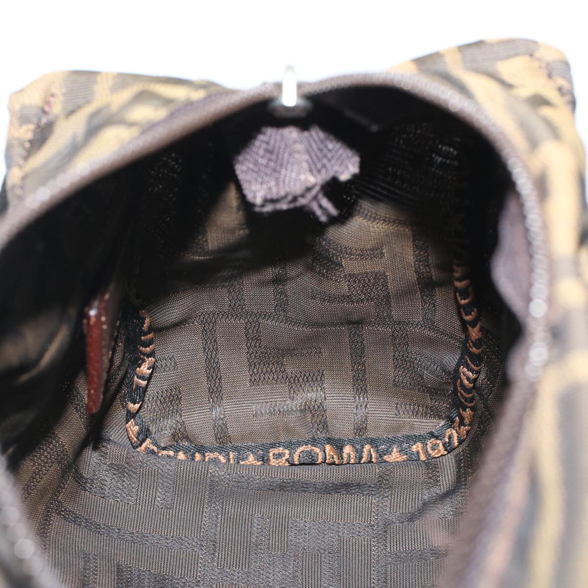 FENDI Zucca Canvas Hand Bag Black Brown bs7247