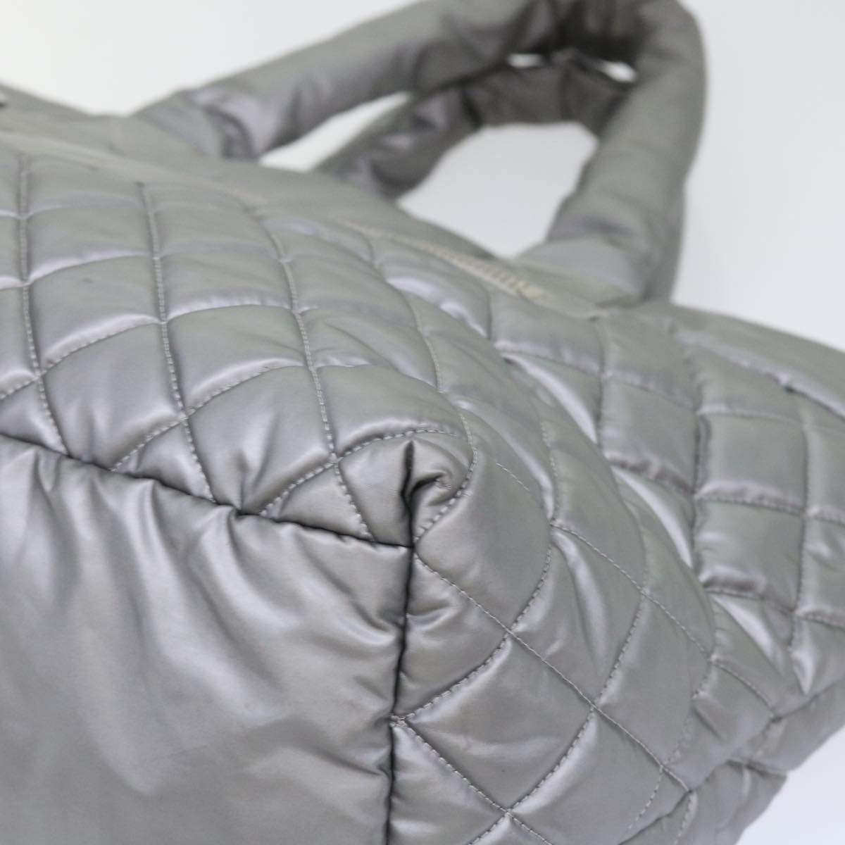 CHANEL Cococoon Hand Bag Nylon Silver CC bs7271