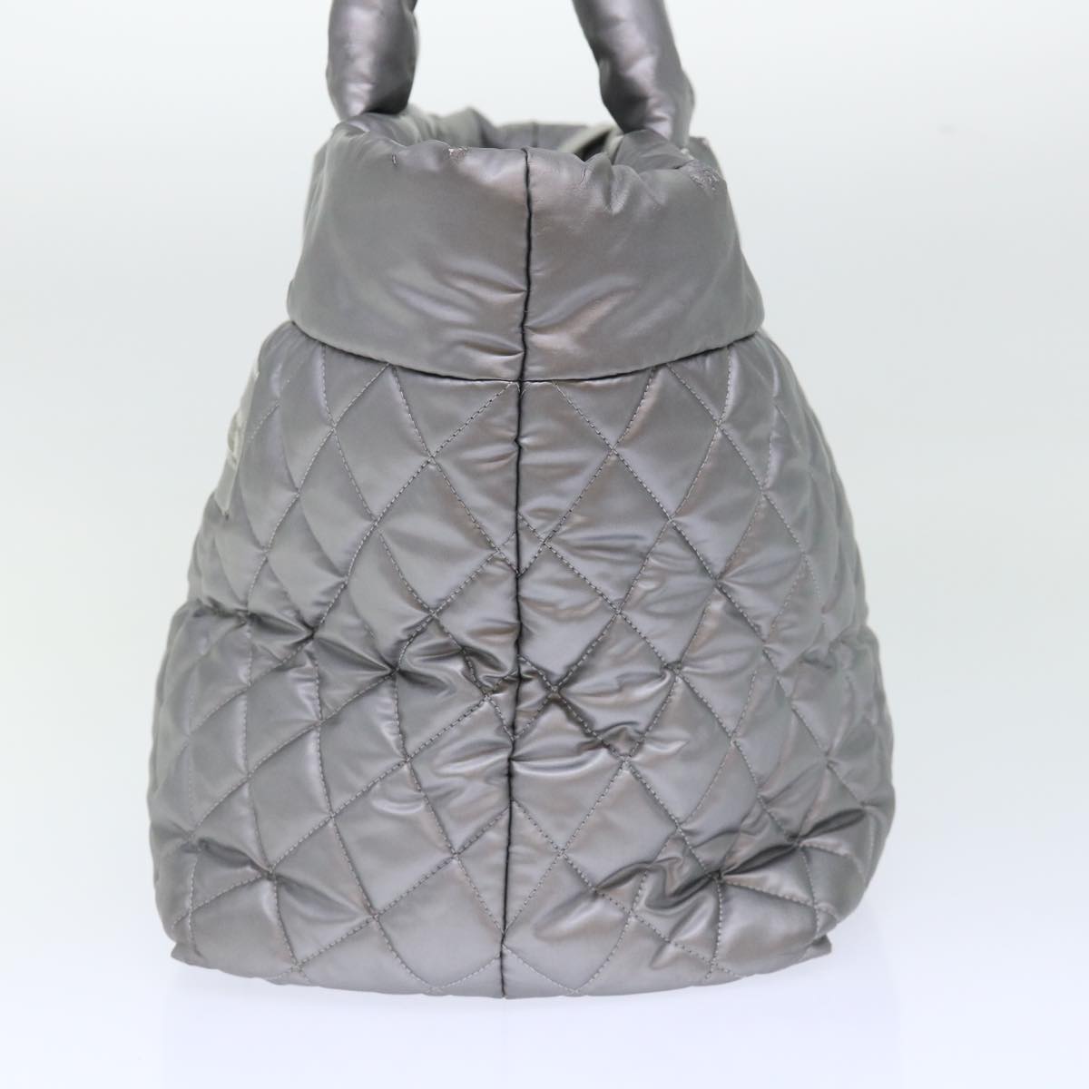 CHANEL Cococoon Hand Bag Nylon Silver CC bs7271
