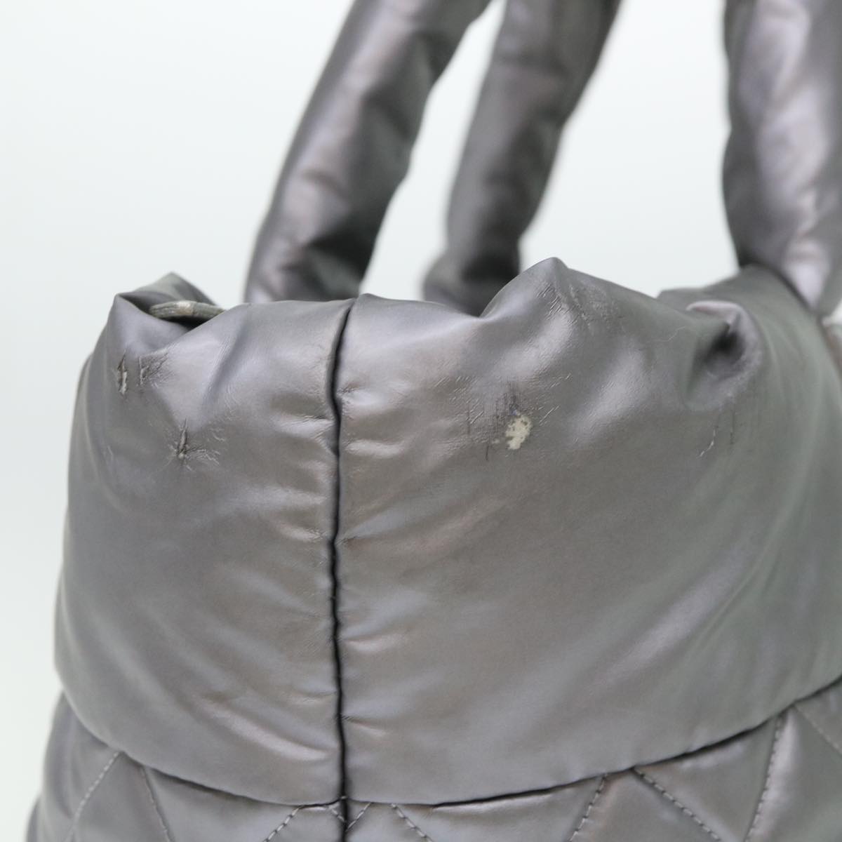 CHANEL Cococoon Hand Bag Nylon Silver CC bs7271