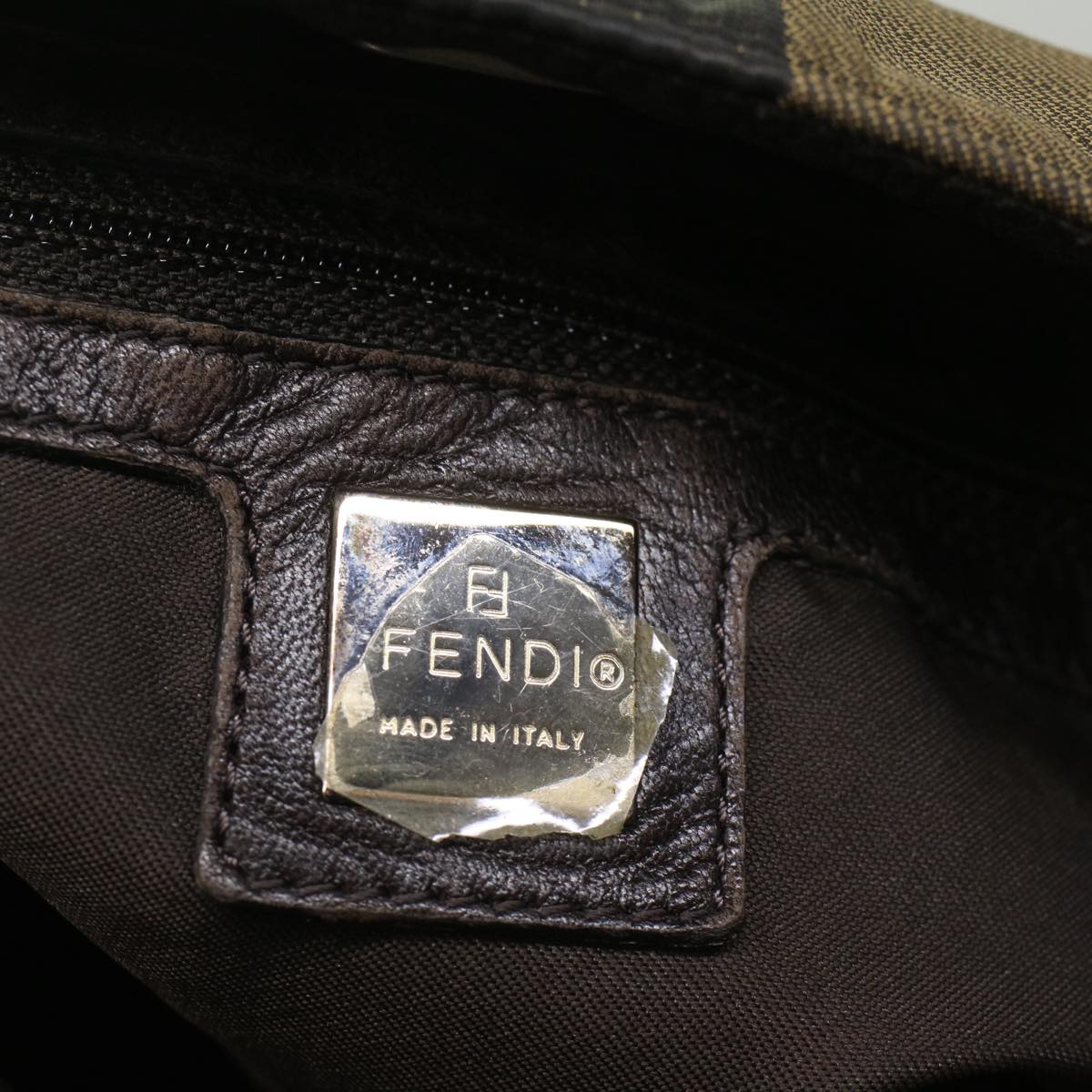 FENDI Pecan Canvas Shoulder Bag Nylon Brown bs7311