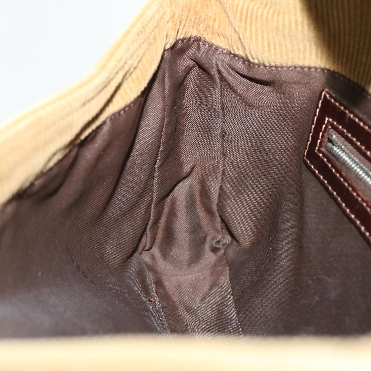 FENDI Shoulder Bag Corduroy Brown bs7333
