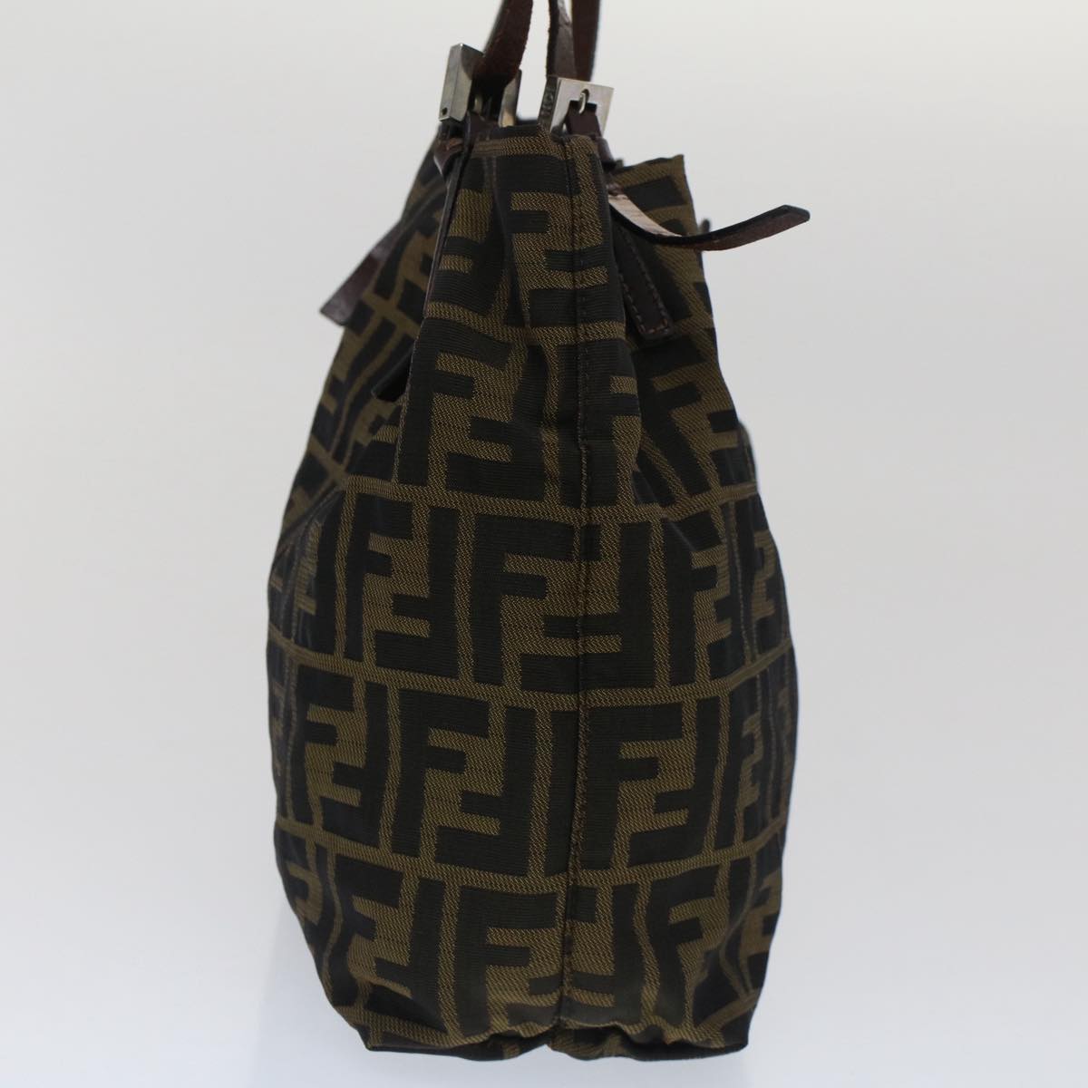 FENDI Zucca Canvas Shoulder Bag Black Brown bs7393
