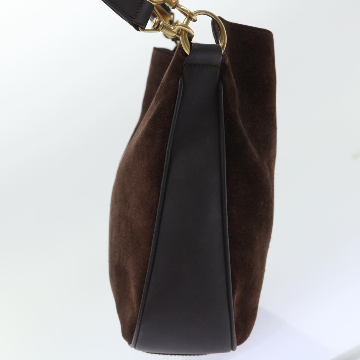 GUCCI Bamboo Shoulder Bag Suede 2way Brown 001•1638•2615 bs7456
