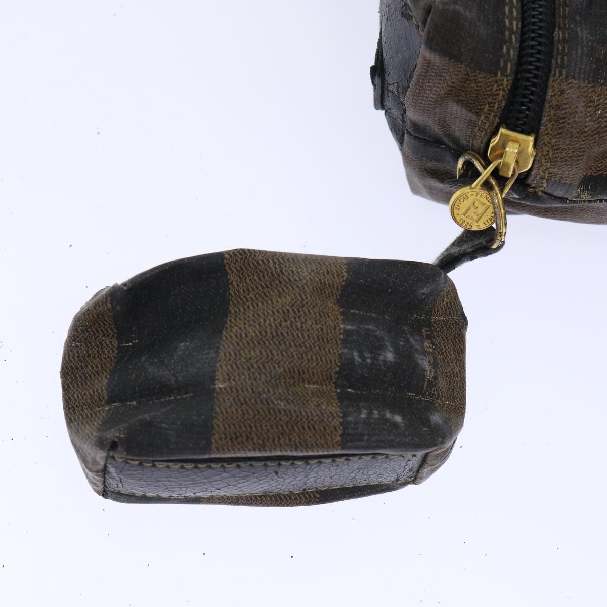 FENDI Pecan Canvas Clutch Shoulder Bag Coated Nylon 4Set Gray Brown bs7508