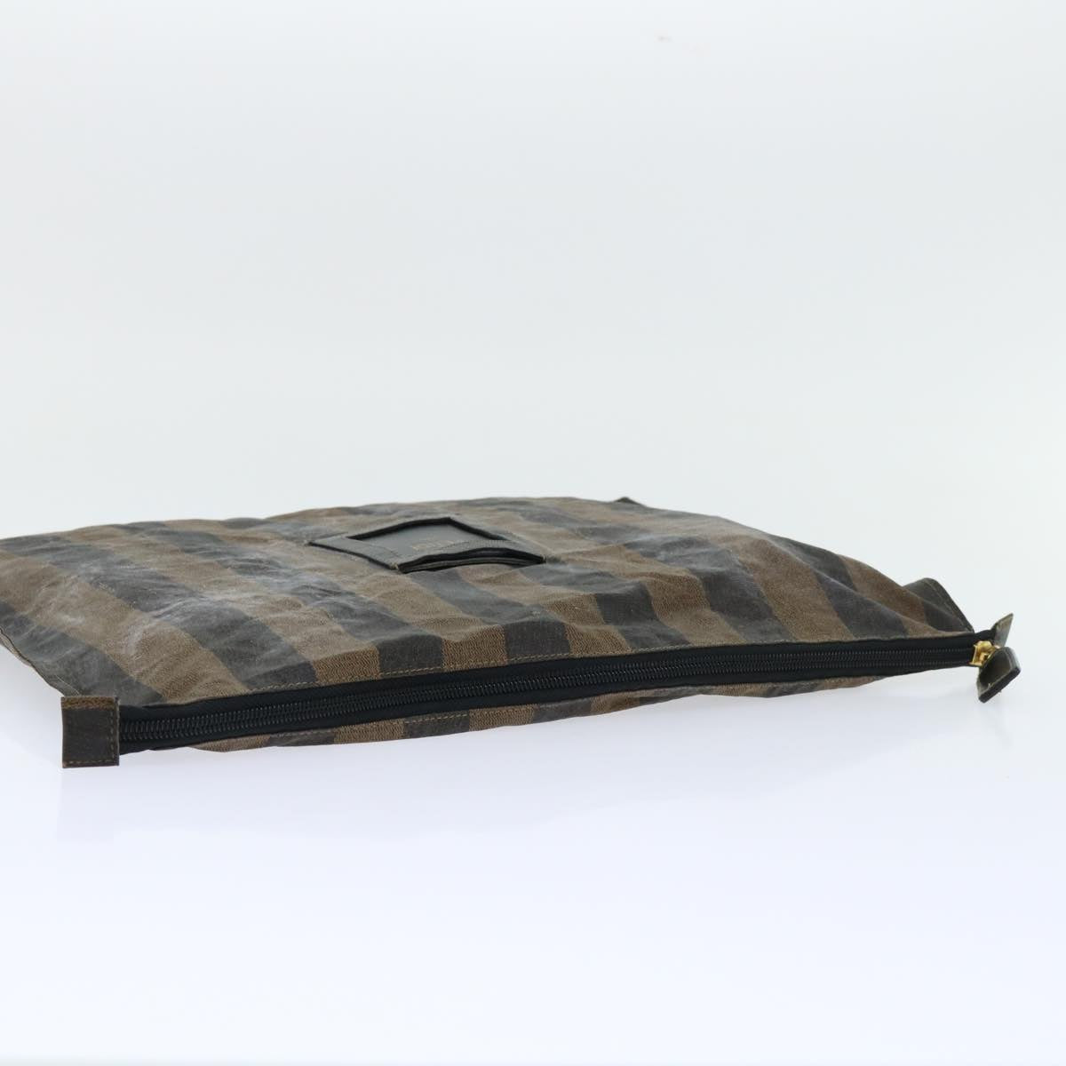 FENDI Pecan Canvas Clutch Shoulder Bag Coated Nylon 4Set Gray Brown bs7508
