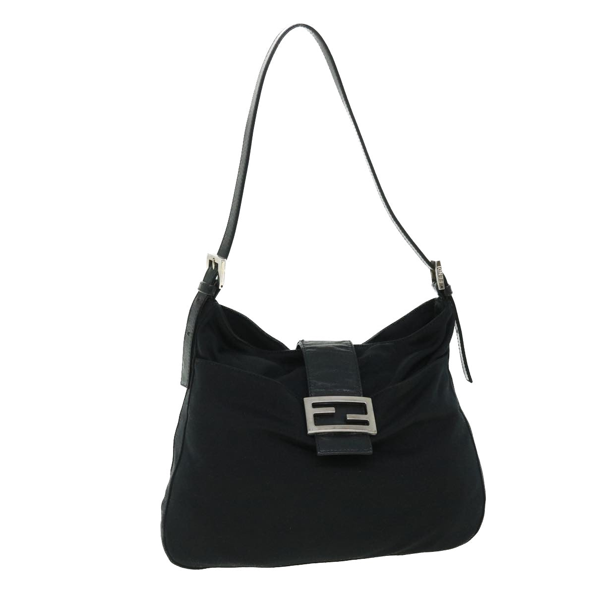 FENDI Mamma Baguette Shoulder Bag Nylon Black bs7517