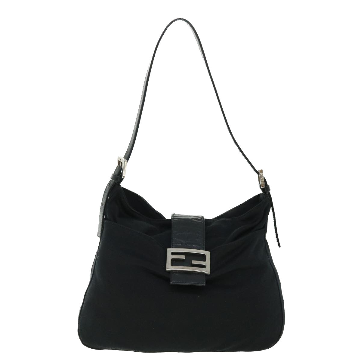 FENDI Mamma Baguette Shoulder Bag Nylon Black bs7517