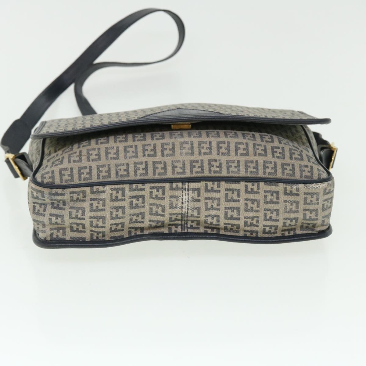FENDI Zucchino Canvas Shoulder Bag Navy bs7520