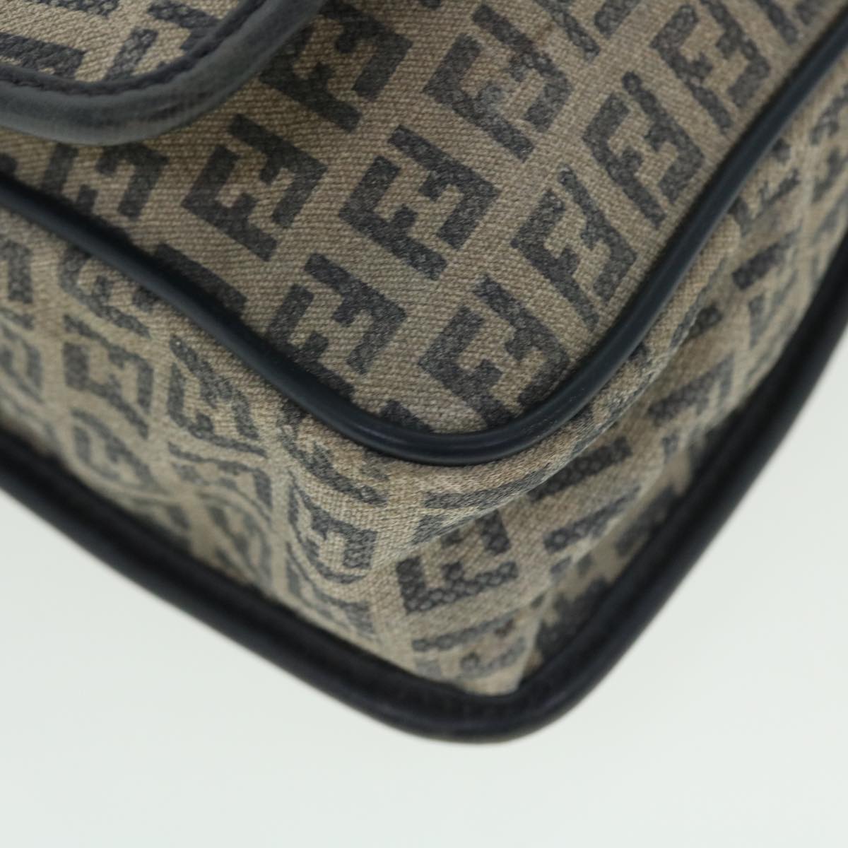 FENDI Zucchino Canvas Shoulder Bag Navy bs7520